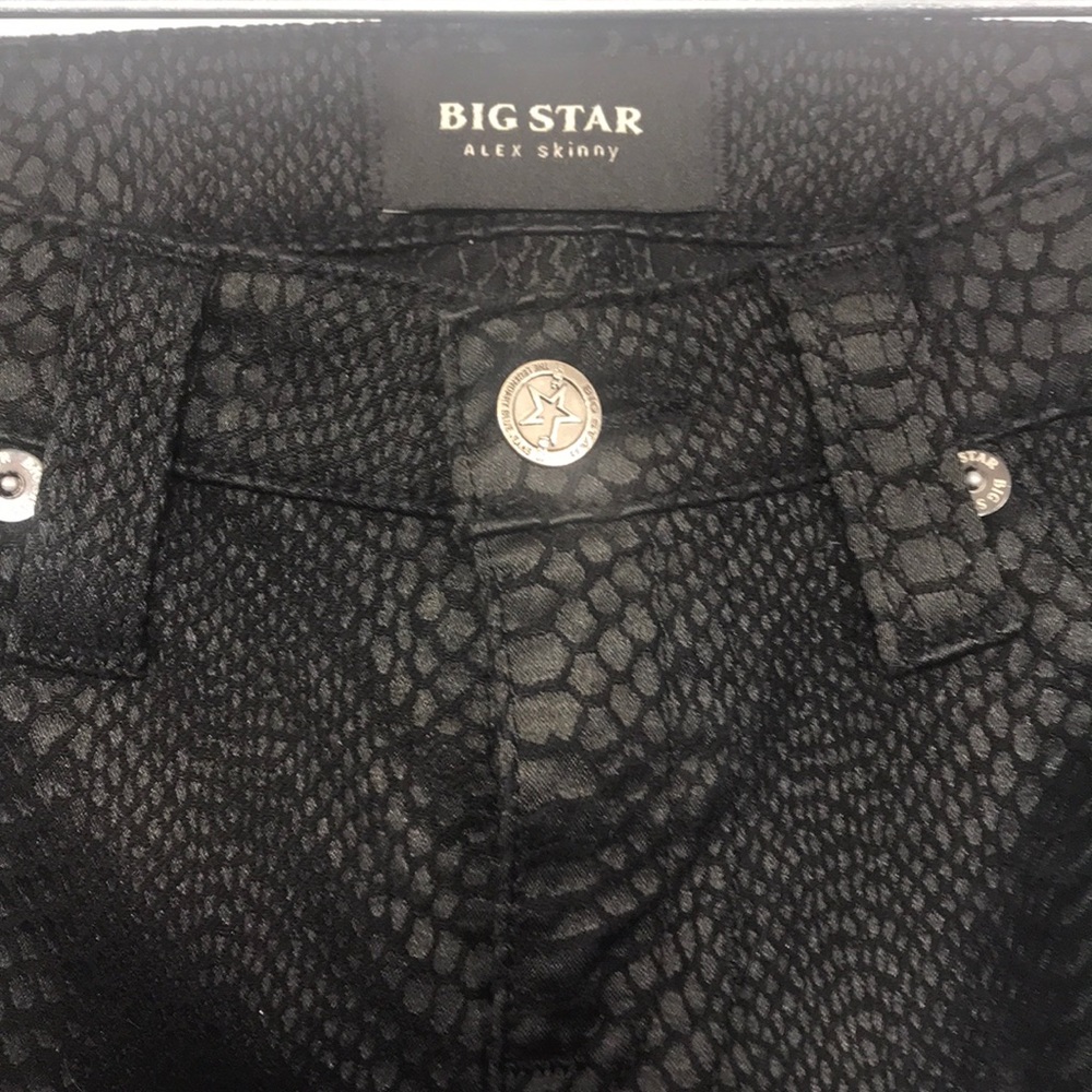 Big Star Alex Skinny Black Reptile Print Pants 26